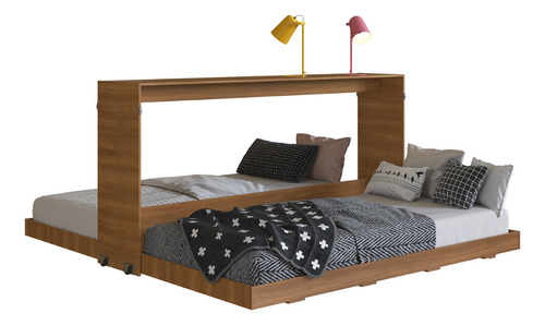 Cama Doble Plegable Horizontal 1 Plaza Phoenix Nogal