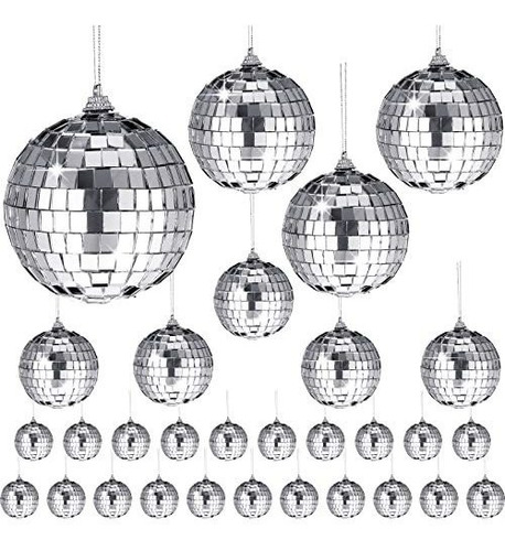 30 Piezas Mirror Disco Ball Silver Hanging Disco Ball With