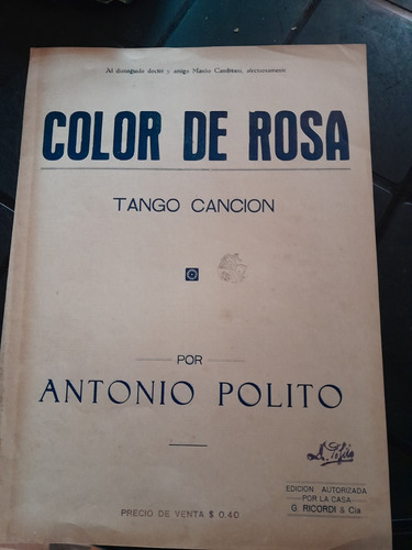 Partitura Color De Rosa Tango Antonio Polito