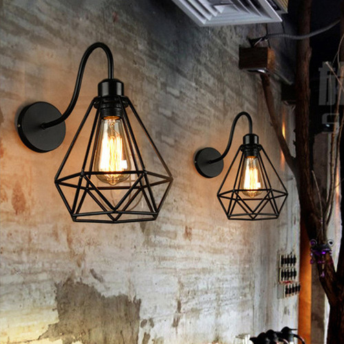 Lámpara De Pared Rústica Industrial Con Diseño De Jaula De A