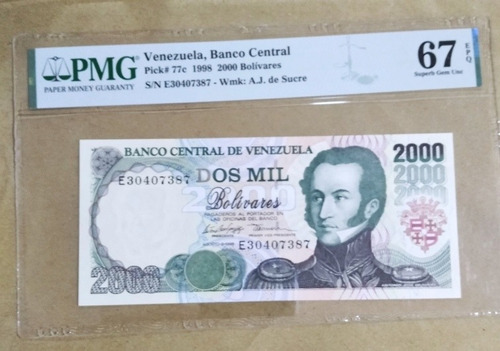 Billete De Venezuela Con Calificación 67