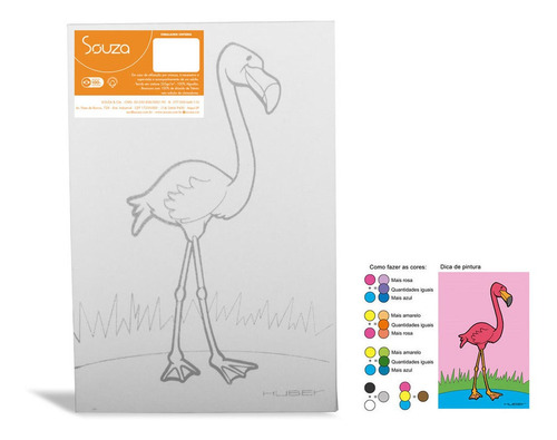 Tela De Pintura Desenhada Riscada 20x30 Flamingo Souza