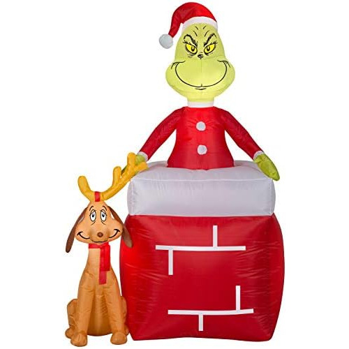 5.5' Airblown Inftlatable Grinch Out Of Chimney W/max S...