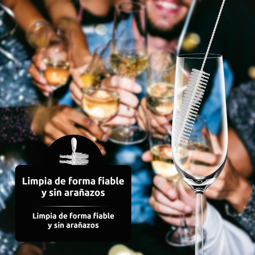 20 Piezas Extra Largos Cepillo Para Popotes De Acero