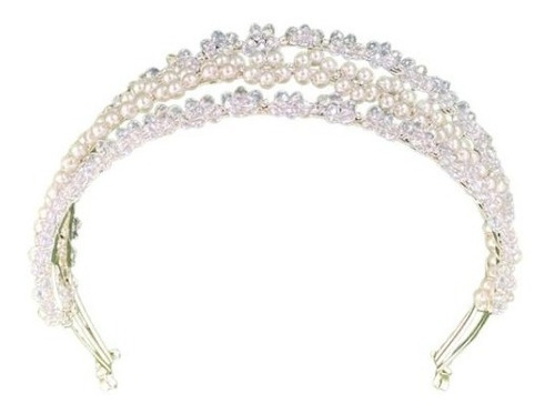 Diadema Tiara Tocad Perlas Cristal Oro Plata Novia Coronarte