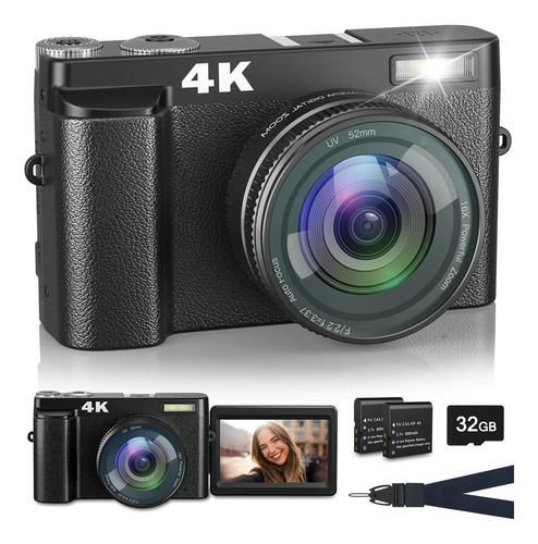 Cámara Digital 4k Flash, Cámara De 48mp Fotografía, ...