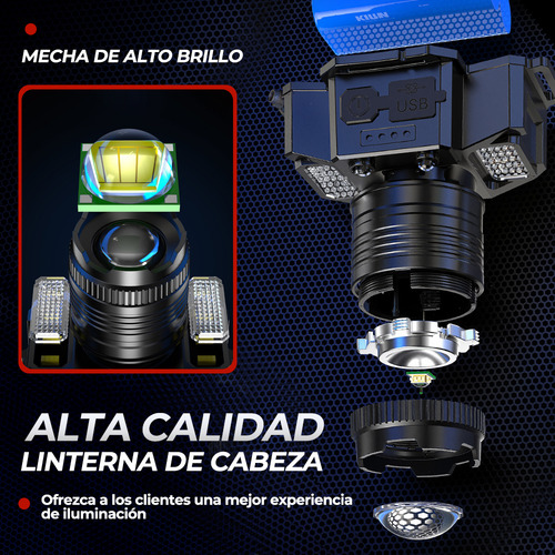 Lámpara De Cabeza Para Campismo Minera Accesorios Tacticos De Led Inducción Recargable Impermeable Con 5 Modos