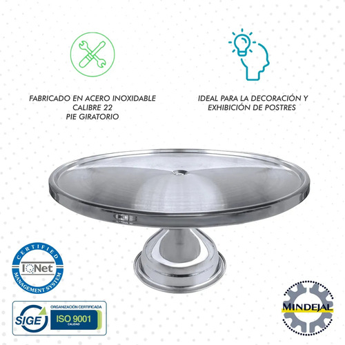 Base Para Pastel Y Postres Acero Inoxidable Tym