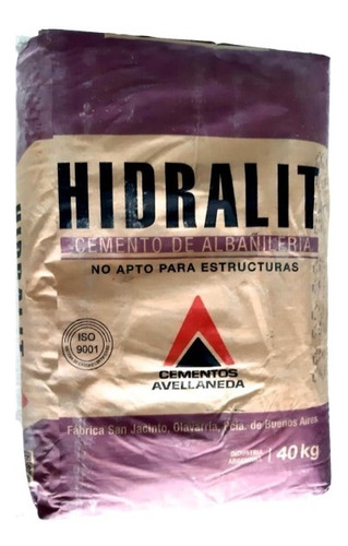 Cemento Hidralit Albañilería 40 Kgs Plasticor Cuotas