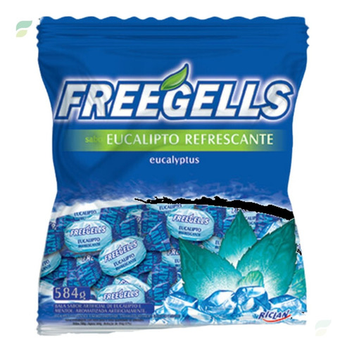 Bala Dura Freegells Sabor Eucalipto Caixa C/ 6 Pacotes 584g