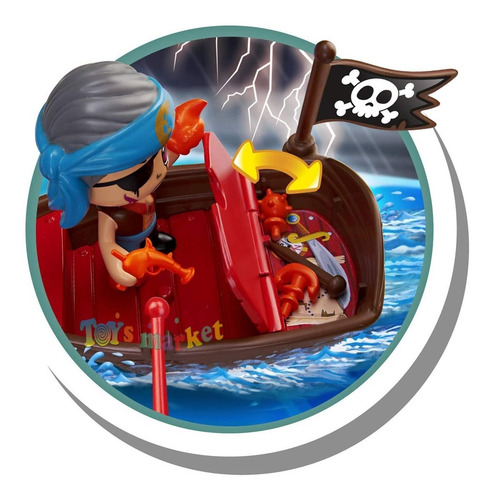 Imagen 3 de 9 de Pinypon Action Piratas + Figuras Bote Barco Pirata Muñeco