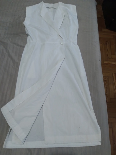 Vestido Blanco Antiguo Confeccionado A Mano Talle M Cómodo 