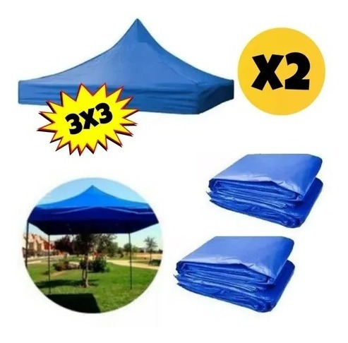 Imagen 2 de 7 de Pack X2 Lona Para Toldo Carpa Techo Plegable 3x3