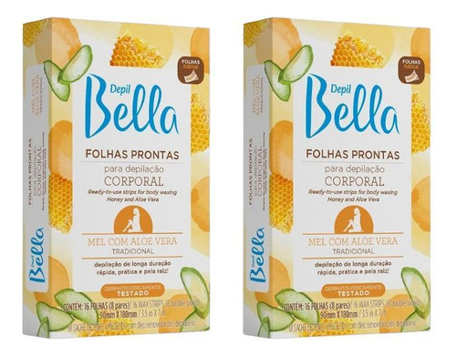 Depilatorio Depil Bella Folhas Prontas Corp Mel 16fls - 2un