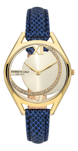 Reloj Mujer Kenneth Cole Kcwla2124201 New York Color de la correa Azul Color del bisel Dorado Color del fondo Dorado