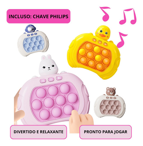Pop It Eletrônico Coelho Rosa Game Anti Stress Crianças