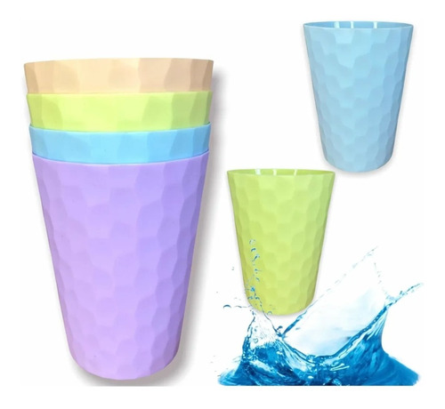 Imagen 1 de 9 de Set De 12 Vasos Plásticos Reutilizables De Colores Pastel