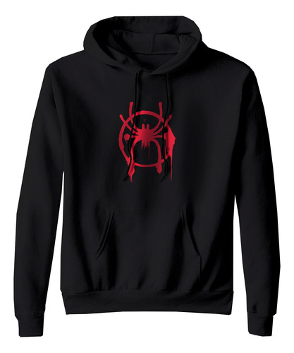 Sudadera Spider Man Miles Morales Araña Logo Rojo Aerosol 