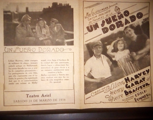 Programa De Cine  Un Sueño Dorado  Original De 1934