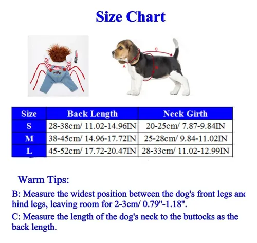 . Disfraz De Chucky Para Perro Grande Talla L