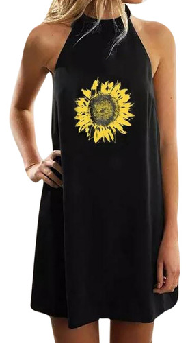 Vestido Mujer Verano Sin Mangas Floral Striaght Casual St 32