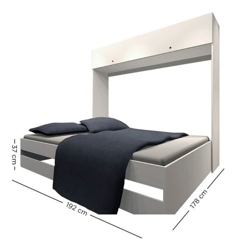 Cama Repisa Rebatible 2 Plazas Con Ropero 2 Puertas Estantes