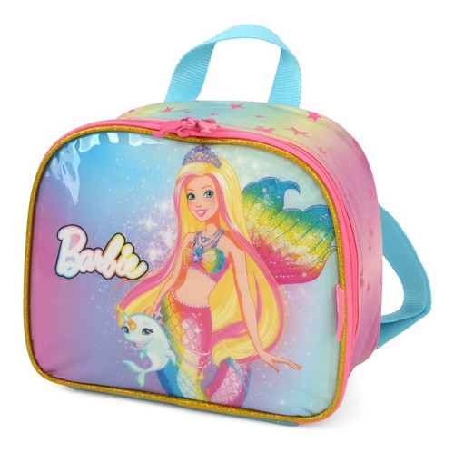 Lancheira Barbie Sereia Escolar Infantil Luxcel La38213 Rosa