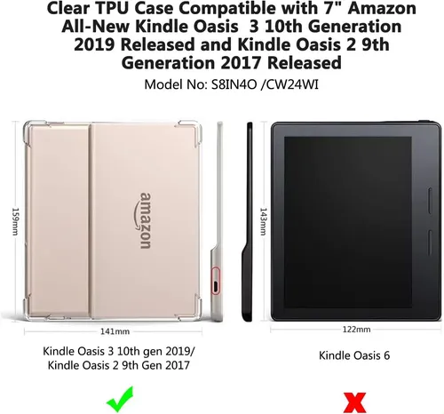 Capa Para Kindle Oasis 7, Capa Traseira De Tpu Transparente