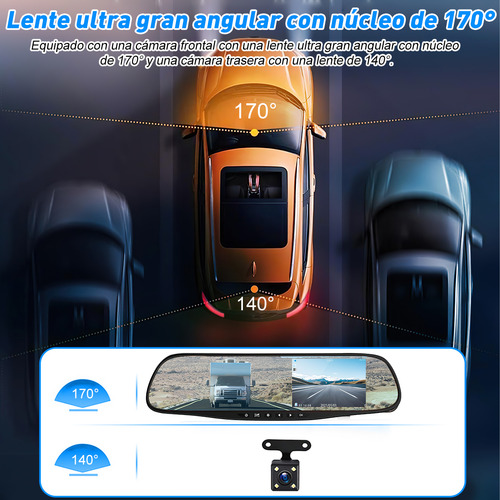 Essgoo Retrovisor For Automovil 4.3 inch 1080p Hd With Audio
