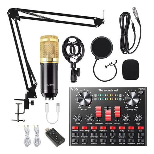 Kit Microfono Condensador Studio Pc Android Tarjeta/sonido
