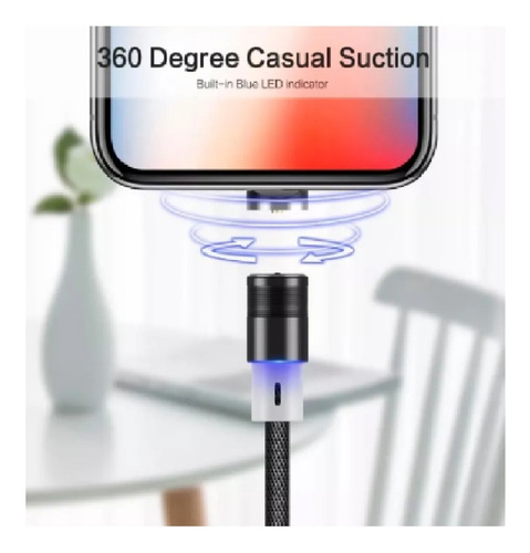 Imagen 3 de 3 de Cable Magnético Carga Usb Tipo C Punta Imantada 360 Android