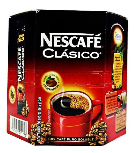 5 Cajas De Nescafe Soluble Con 50 Sobres De 2g Cada Caja