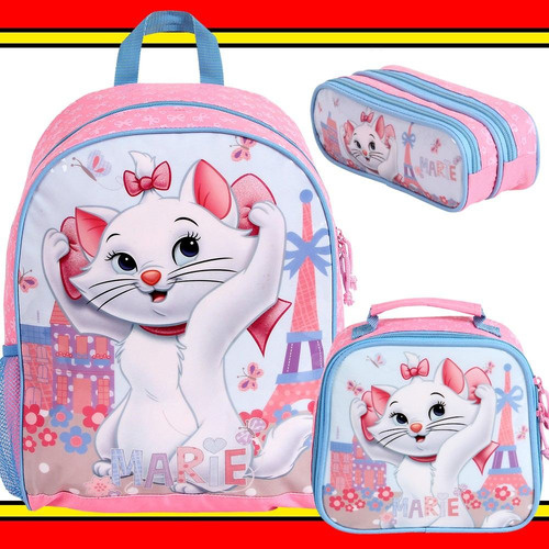 Kit Mochila G Lancheira Estojo Disney Gata Marie Dermiwil