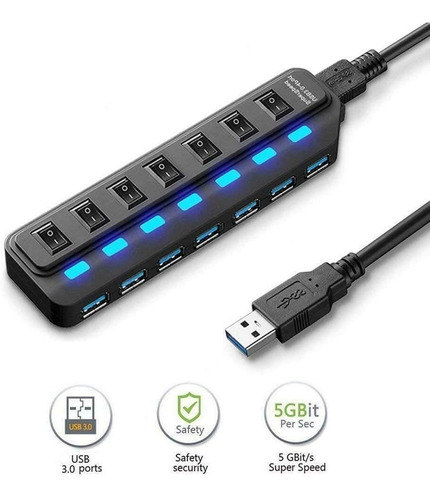 Hub Usb - Puertos Usb 3.0 Con Interruptor De Alimentacion In