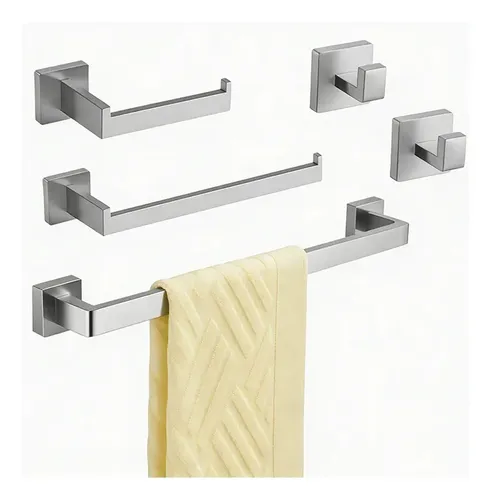 Kit 5 Pcs Inox Banheiro Porta Toalhas Dreamway Acero De Fosco Aço Inoxidável
