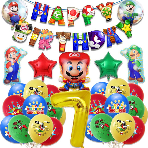 Tyrael Fiesta De Cumpleaños Para Niños 3-7 Años Mario Themes Color Amarillo 7 Años