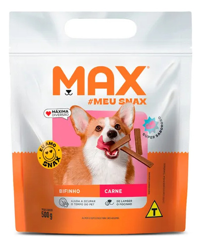 2 Max Snack Bifinho Macio Sabor Carne Para Cães 500g
