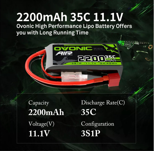 Bateria Lipo 2200mah 3s 50c 11.1v T Ovionic Rc Heli Avión Ca