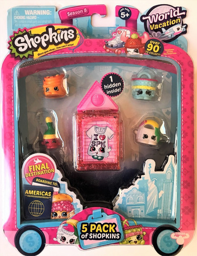 Lote 5 Sets Shopkins World Vacation Americas - Lote A (Usado)