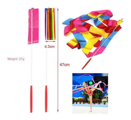 2x Cinta De Baile Gimnasio Arte Rítmico Gimnasia Streamer