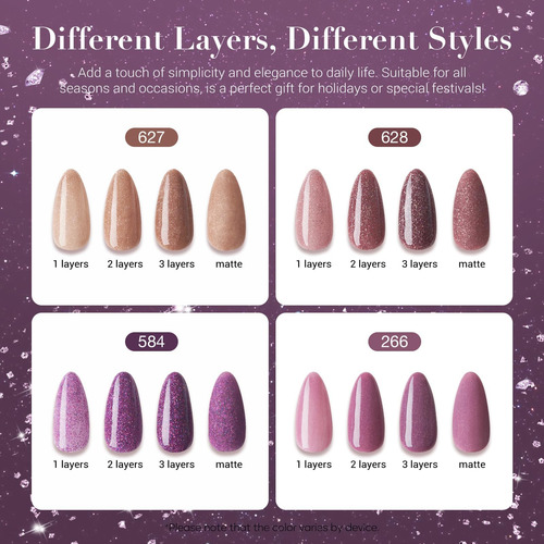 Kit De Uñas De Polvo De Inmersión Azurebeauty, 4 Colores De