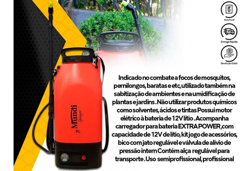 Pulverizador Elétrico Recarregável 9 Litros 12v Mundi Oferta