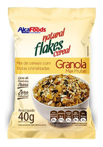 Granola Sachê 40g Max Frutas Alcafoods Pacote C/25 Unidades