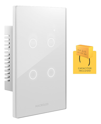 Tecla Smart Wifi Touch Inteligente 4 Canales Blanco Macroled