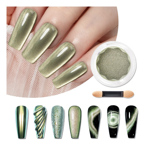 Polvo De Uñas Cromado De Ojo De Gato 3d Galaxia Cherimoya
