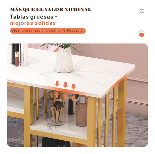 100cm Mesa Para Manicura Texturizada Marmol Con Un Cajón Y Tres Compartimentos Estilo Simple