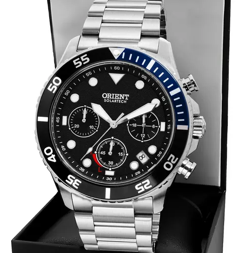 Relógio Masculino Orient Solartech MBSSC305 Aço Inoxidável Resistente à Água