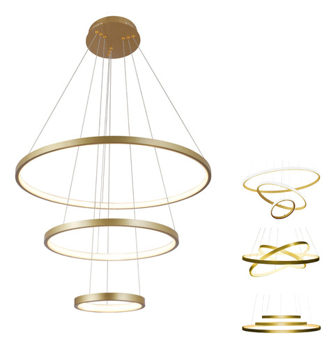 C Luminaria De Led Moderna 3 Arcos Dourado Moderno Para