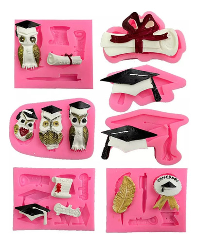 7pcs Gorra De Silicona Para Graduación, Rollo De Diploma