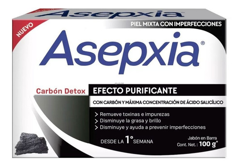 Jabón Asepxia® Carbón Detox Efecto Purificante 100g